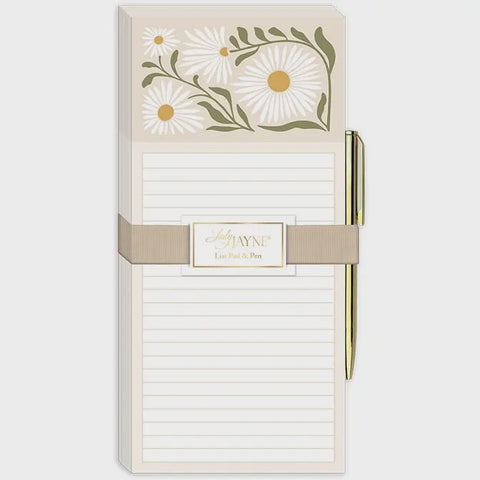 Flower Market Daisy Magnetic Notepad With Pen