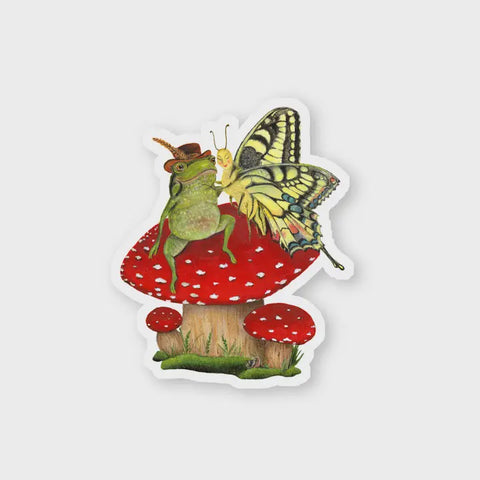 Frog and Butterfly Die Cut Sticker