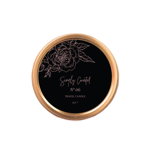 No.6 Botanical Ginger Rose Black Amber Travel Candle