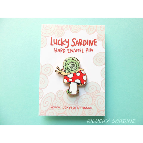 Snail on a Toadstool Enamel Pin