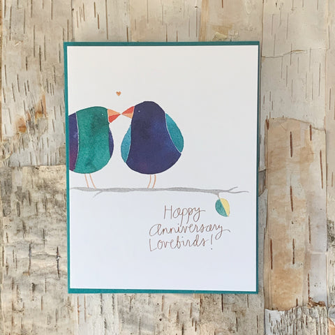 Lovebirds Anniversary Card E. Frances