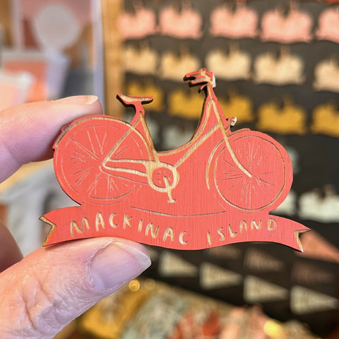 Mackinac Island Bike Magnet Burnt Orange