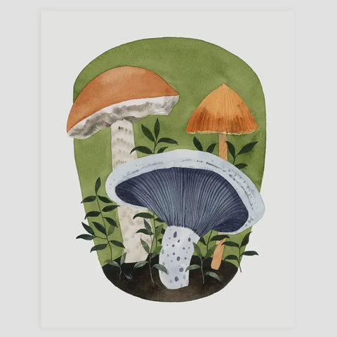 Forest Mushrooms Art Print 8x10