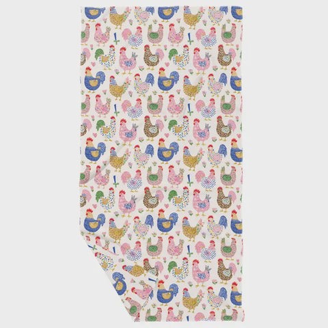 Colorful Chickens Double Sided Waffle Dish Towel