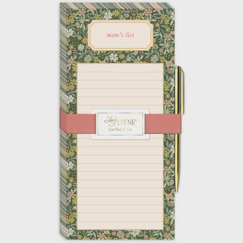 Mom's List Forest Floral Magnetic List Pad with Pen
