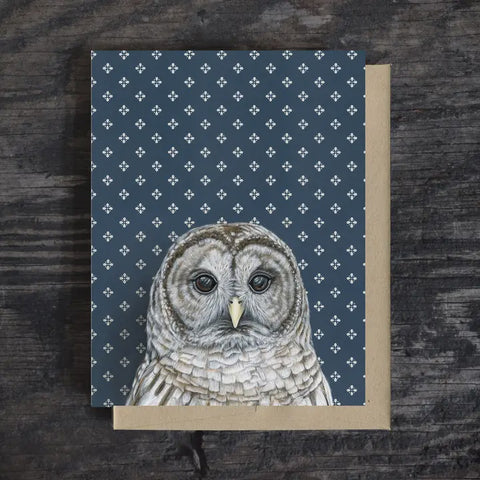 Barred Owl (Dark Blue) Note Card