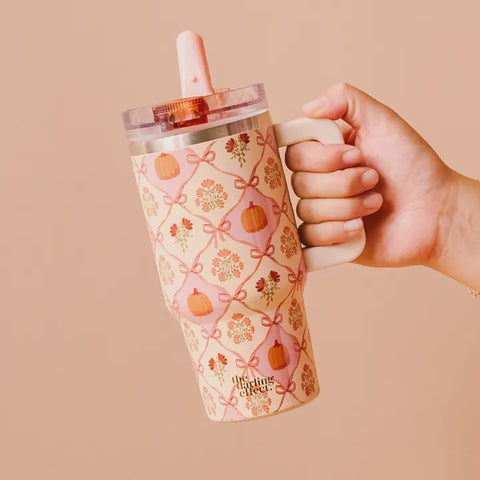 20 oz Lifestyle Flip Straw Tumbler-Patchwork Pumpkins