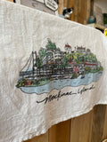 Mackinac Island Illustrated Scene Tea Towel
