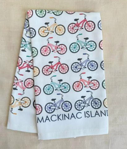 Mackinac Bicycles Full Pattern Tea Towel