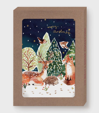 Snowy Woodland Scene Boxed Holiday Cards - Set of 10