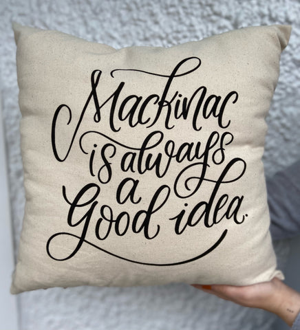Pillow Mackinac Is Always A Good Idea Black On Natural 16x16