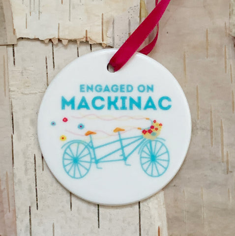 Engaged On Mackinac Flower Tandem Ornament