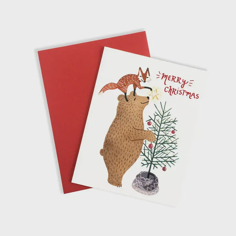 Christmas Tree Star Animals Card