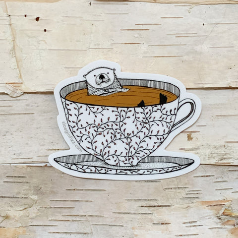 Tea Otter Vinyl Sticker