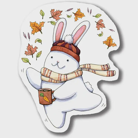 Fall Leaves Bunny Sticker
