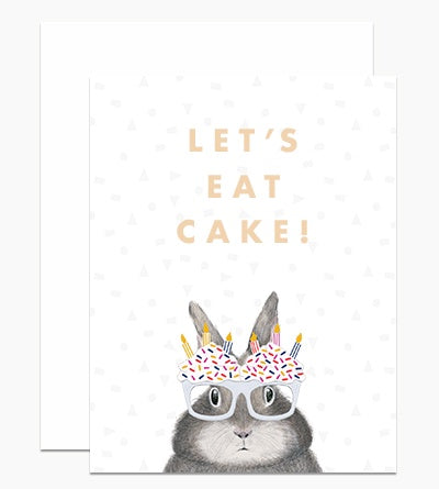 Let's Eat Cake Bunny With Glasses Card