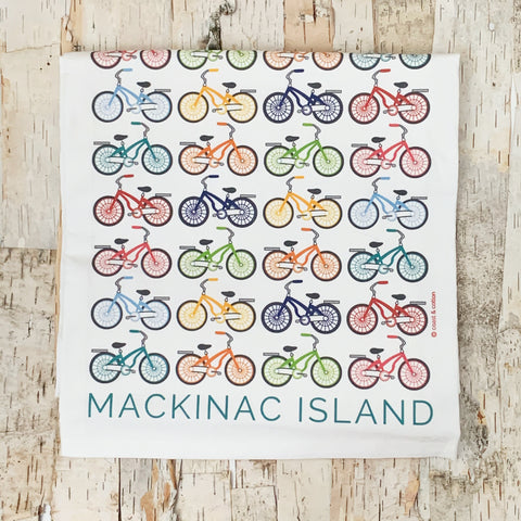 Mackinac Island Word and Bicycles Tea Towel