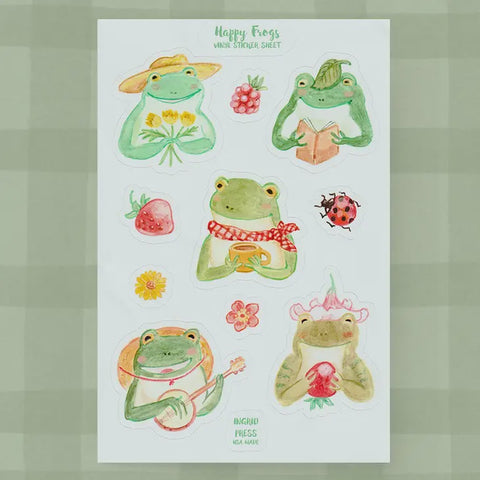 Happy Frogs Vinyl Die-Cut Sticker Sheets