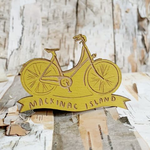 Mackinac Island Bike Magnet Mustard