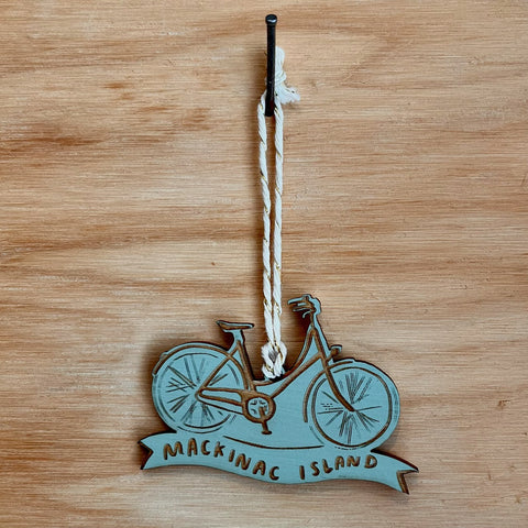Mackinac Island Bike Ornament Sage