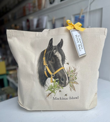 Mackinac Yellow Bridle Horse Tote Bag