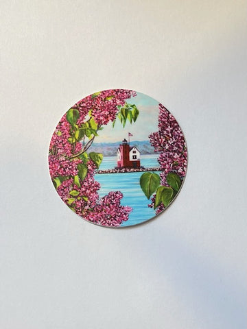 Lilacs Framing Round Island Vinyl Sticker