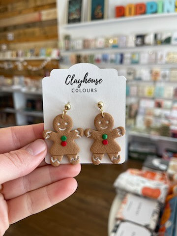 Holiday Clay Earrings Gingerbread