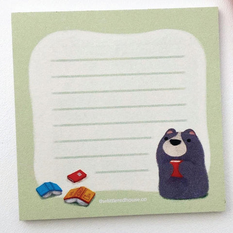 Bear With Books Lined Sticky Note