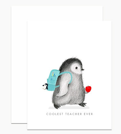 Coolest Teacher Penguin Card