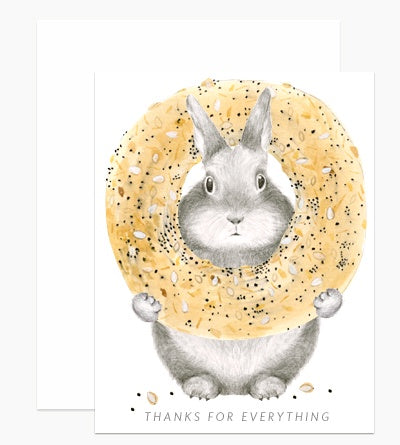 Everything Bagel Bunny Thank You Card